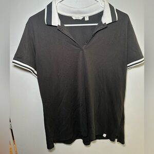 Lady Hagen Black Polo Shirt with White Trim